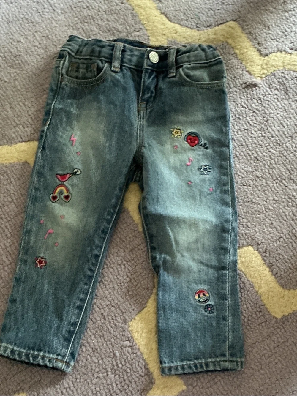 GAP Dark Blue Girls' Denim Jeans with Embroidered Patches